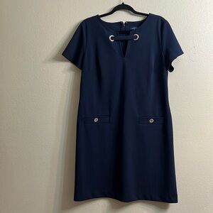 Tommy Hilfiger Sz 14 Navy Blue Shift Dress - EUC
